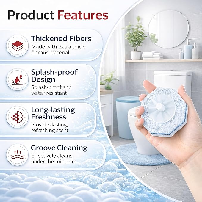 Toilet Wand Refills 10 Count, Compatible with Clorox Wand & Most Standard Wand Handles | Disposable Bowl Cleaner Refills for Toilets | Toilet Scrubber Refill Pads, No-Touch Design, Won't Fall Apart