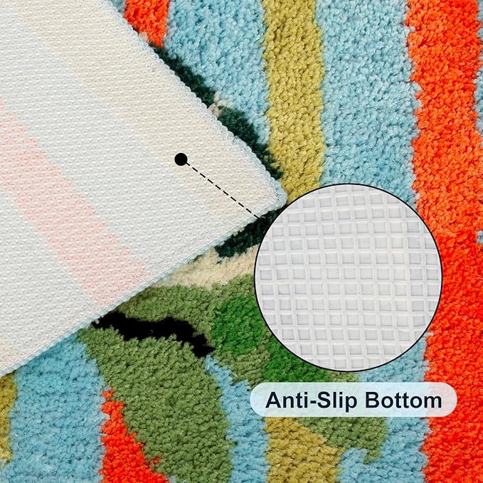 Beach Turtle Bathroom Mat, Blue Sea Life Tufted Bath mat Non Slip, Machine Washable Cute Kids Bathtub mat Bathroom Bedroom Decoration 31.5x19.7 inches (Turtle)