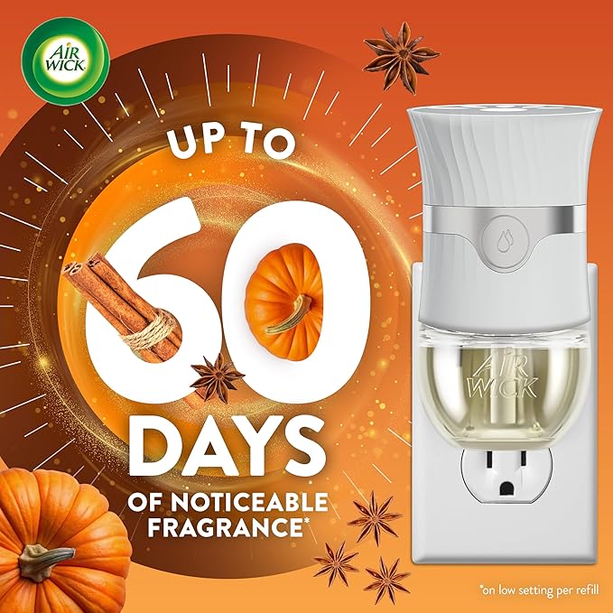 Air Wick Plug in Scented Oil Refill, 5 ct, Pumpkin Spice, Air Freshener, Essential Oils, Fall Scent, Fall Decor