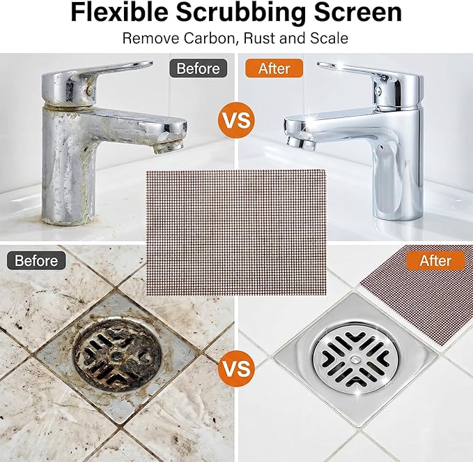 15Pcs Toilet Cleaning Screens, 5.5 x 4 Inch Hard Water Stain Remover Pads, Toilet Ring Remover Abrasive Grit Mesh, Flexible Scrubbing Screen Mesh for Bowls, Griddle Stain Calcium Deposits Carbon Rust