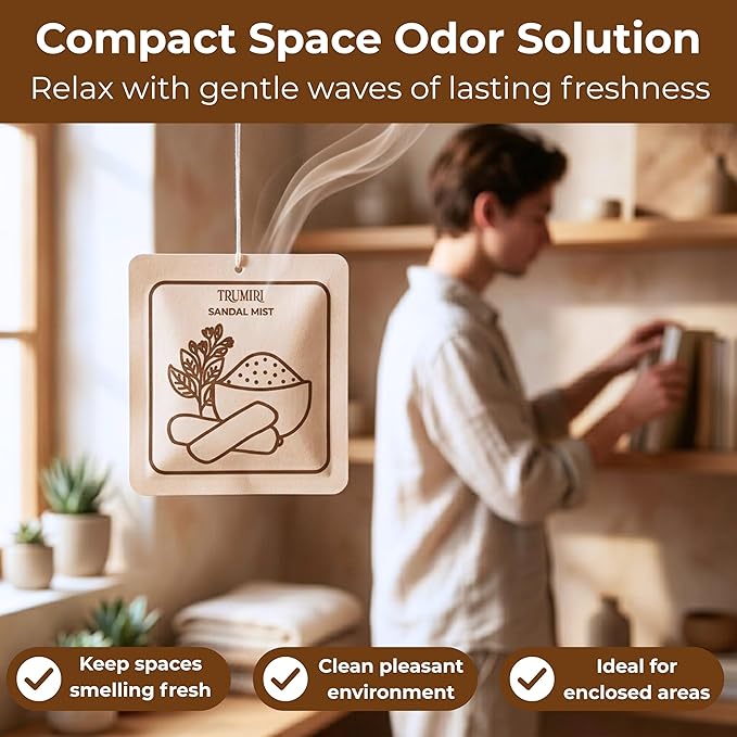 Sandal Mist - Room Deodorizer Gel Odor Eliminator For Home - Bathroom Air Freshener Odor Absorber - Closet Deodorizer - Long Lasting Non Plug In Strong Scent For Kitchen Trash Basement Rv Smell