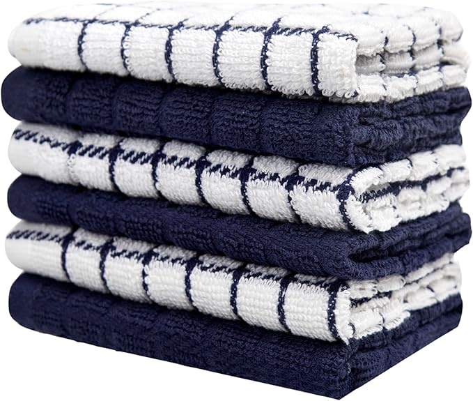 Bumble Dish Cloths (6 Pack) | 12” x 12” | 100% Cotton Kitchen Towels | 405 GSM | Soft, Highly Absorbent & Durable Dish Towels for Kitchen | Navy