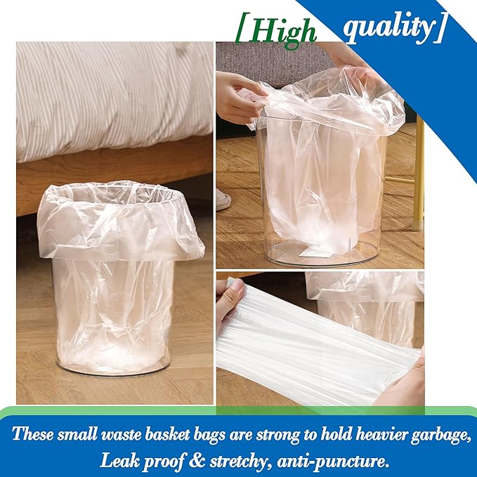 4 gallon trash can liners,250 counts,Small clear Garbage Bags,Extra Strong 4 Gal Trash Bag,Fit 12 liters trash Bin Liners for Home Office Kitchen(Clear)