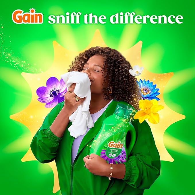 Gain Liquid Laundry Detergent with Odor Defense, Moonlight Breeze Scent, Laundry Soap For HE Washing Machines, 177 fl oz, 134 Loads (Packaging May Vary)