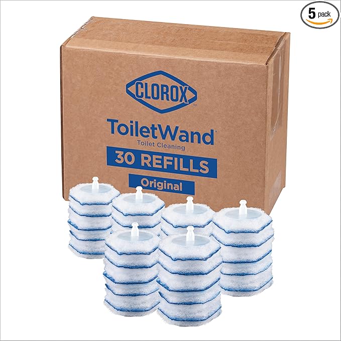 CLOROX ToiletWand Disinfecting Refills, Disposable Wand Heads (Package May Vary), 30 Count (Pack of 5)