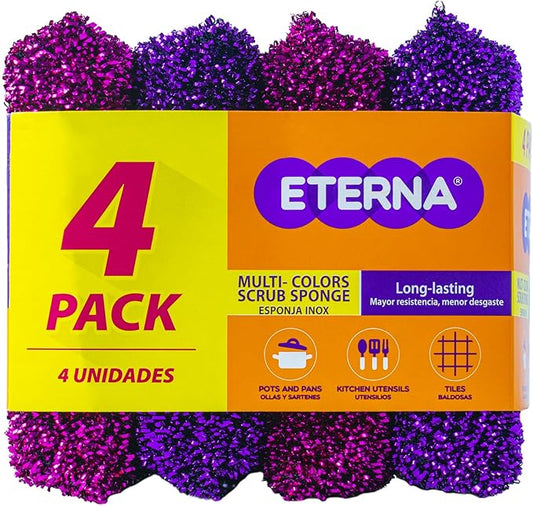 ETERNA Multicolor Scrubsponge, Kitchen Scrubbing Sponges, Heavy Duty Non-Scratch Scrubbing Cleaner Sponges (8 Units)