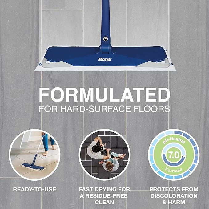 Bona Multi-Surface Floor Disposable Wet Cleaning Pads - 12-Pack - Residue-Free Floor Cleaning Solution for Stone, Tile, Laminate, and Vinyl Floors