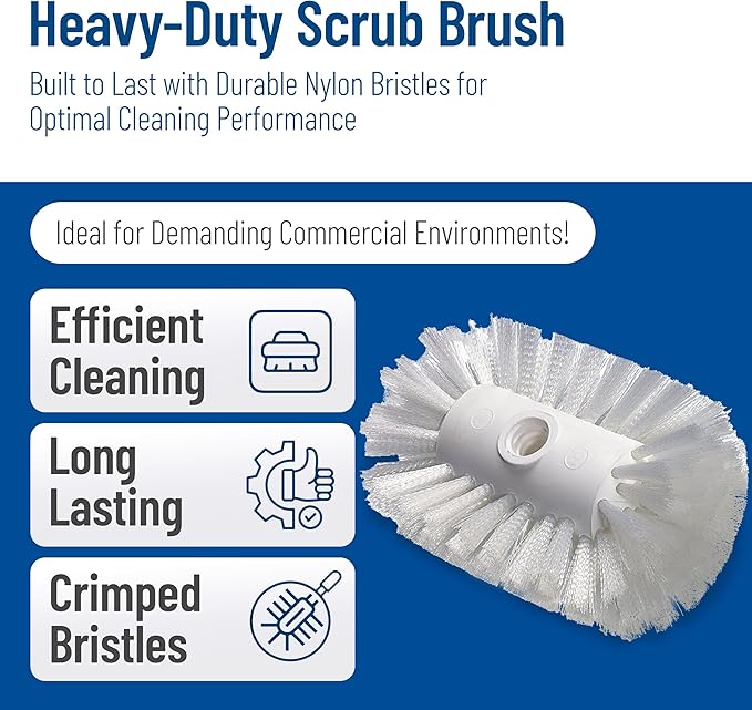 SPARTA Spectrum 7.5" Tank and Kettle Brush Head with Flared Nylon Bristles, 5.5" Diameter, 3/4-5 ACME Compatible, Commercial Cleaning Head Only, 7.5 Inches, White (Pack of 12)