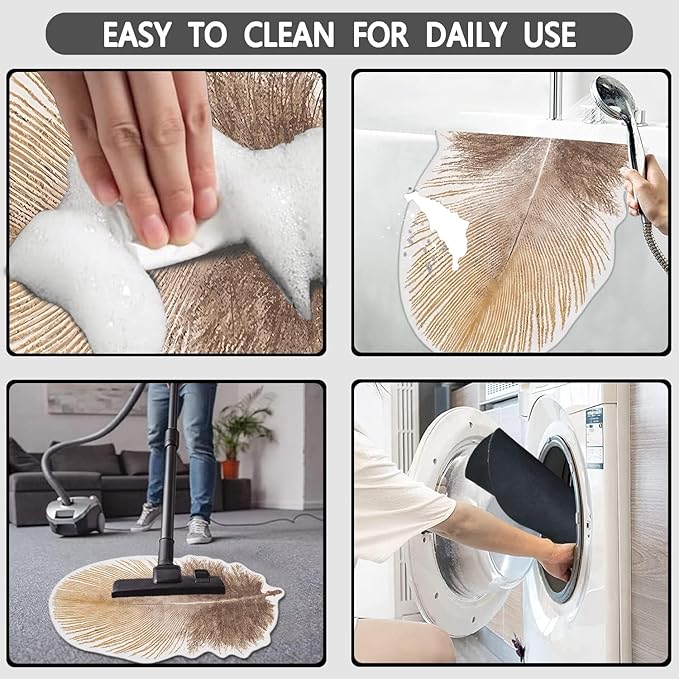 Feather Bath Mat Cute Animals Theme Bathroom Rugs Funny Non Slip Bathtub Decor Mats Super Absorbent Floor Carpet Machine Washable Quick Dry Bahtmat for Tub, Shower, Bedroom，Kitchen，19.7"x31.5"