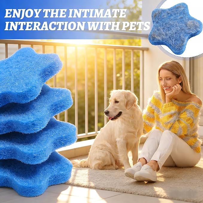 4 PCS Pet Hair Remover for Laundry – Effectively Removes Fur, Lint & Dander – Reusable, Eco-Friendly Laundry Pet Hair Catcher – Gentle on Clothes, Protects Machine, Easy to Use & Clean (Blue)