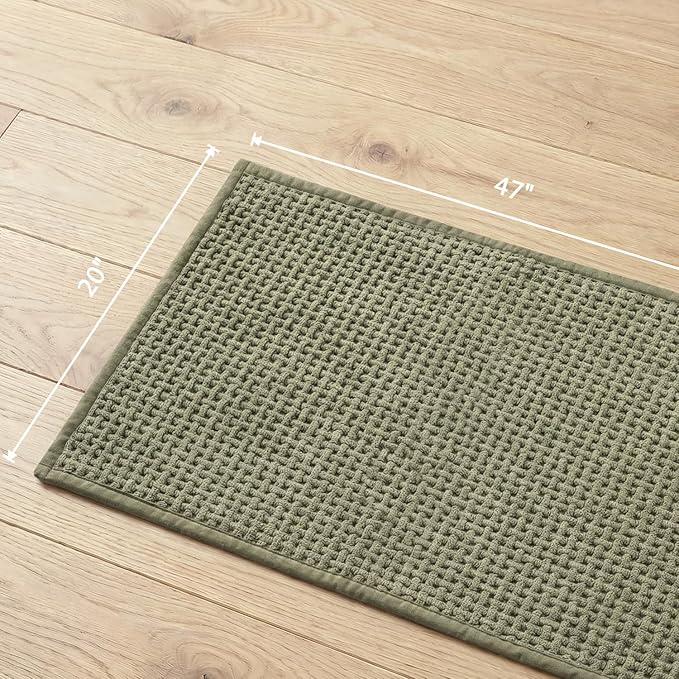 Bathroom Rugs Non Slip Washable, Super Absorbent Thin Bath Mat for Small Quick Dry Low Pile Bathroom Rug, (Dark Green, 47″x20″)