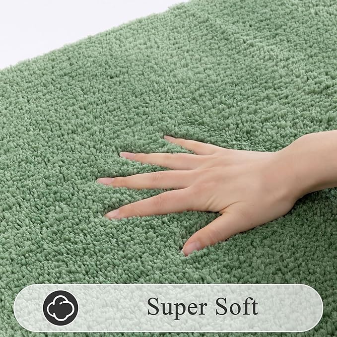 SHACOS Sage Green 5 Pieces Bathroom Rugs Set with Toilet Lid Cover Ultra Soft Absorbent Microfiber Bath Mat U Shape Contour Rug for Bathroom, Non Slip Machine Washable Bath Runner Rugs for Bedroom