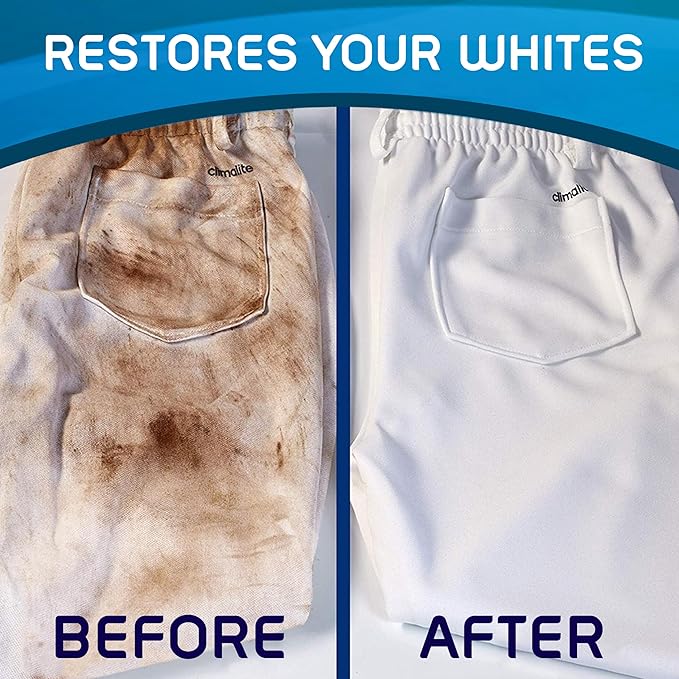 OUT White Brite Laundry Whitener Powder, Stain Remover Detergent Booster for Clothes, Removes Red Clay and Rust Stains on White Clothing and Uniforms, 28 Ounce - Pack of 2