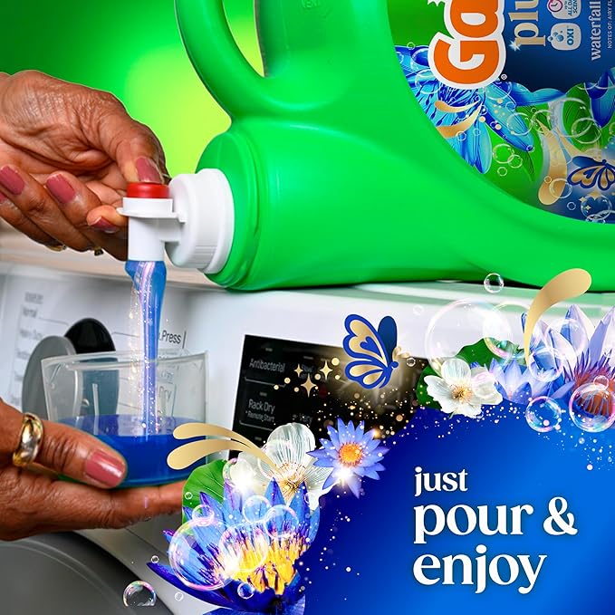 Gain Plus Liquid Laundry Detergent, Cleaner, Fresher, Now with Oxi, Waterfall Delight Scent, 170 fl oz, 129 Loads