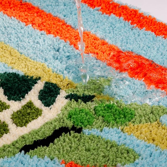 Beach Turtle Bathroom Mat, Blue Sea Life Tufted Bath mat Non Slip, Machine Washable Cute Kids Bathtub mat Bathroom Bedroom Decoration 31.5x19.7 inches (Turtle)