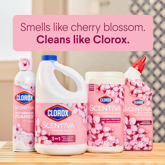 Clorox Scentiva Disinfecting Wipes, Cherry Blossom and Peach, Antibacterial, 75 Count