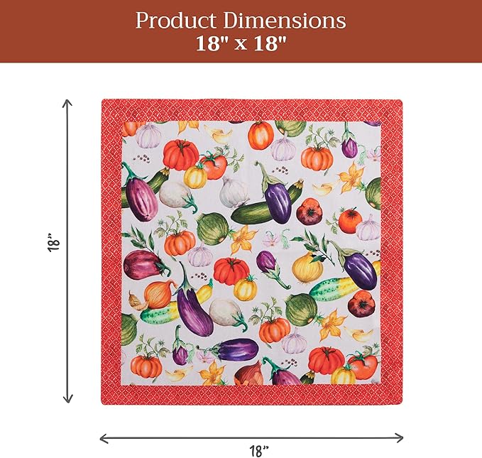 Maison d' Hermine 100% Cotton Cloth Napkins Set of 4 Everyday Reusable Square Napkins Cloth Washable Dinner Party Wedding Restaurant Hotel Kitchen Spring Summer (Ratatouille, 18" x 18")