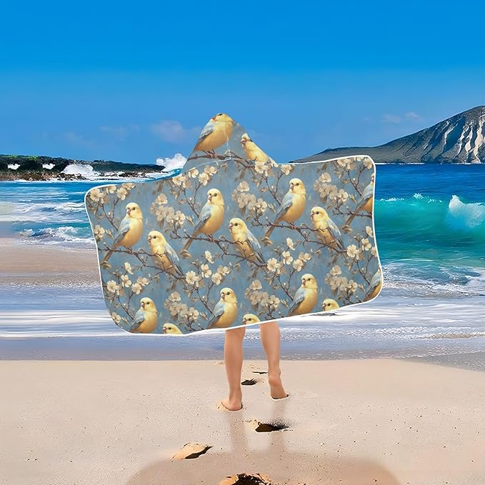 Beach Towel Beauty Budgerigar Neutral Hooded Kids Beach Towel Lightweight Toddler Bath Towel