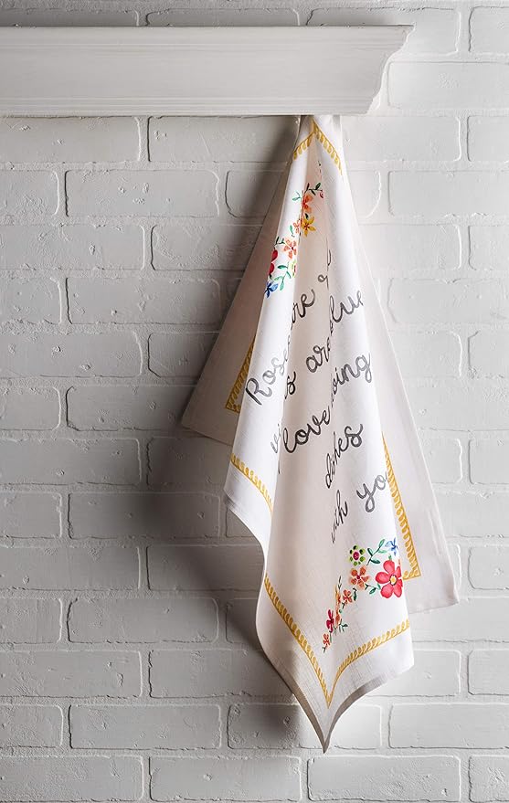 Maison d' Hermine Kitchen Towels Set of 3 100% Cotton 27.50" x 20" Reusable Cloth Dish Towels Absorbent with Hanging Loop for Kitchen Farmhouse Hotel Spring Summer - Happy Florals - Sweety