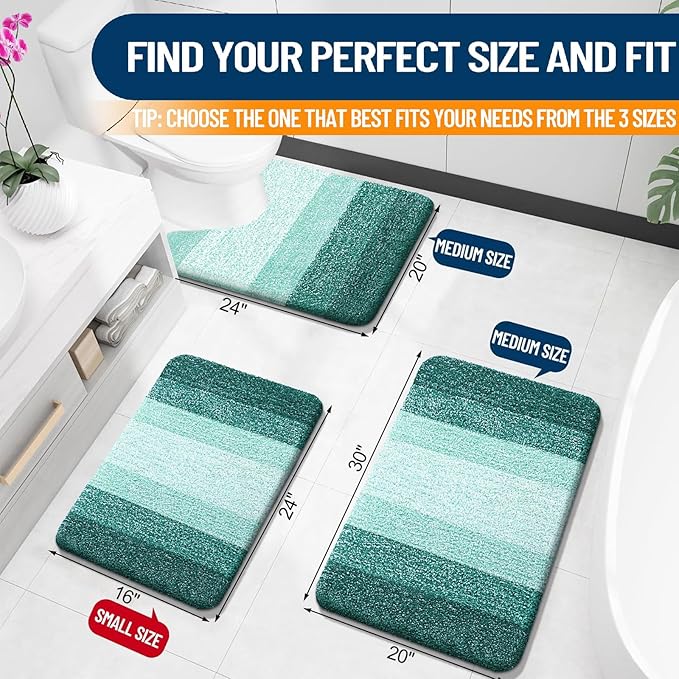 OLANLY Large Bathroom Rugs Mat 40x24, Extra Soft Absorbent Microfiber Bath Rugs, Rubber Backing, Quick Dry, Washable Bath Mat for Bathroom Floor, Tub and Shower, Home Decor Accessories, Blackish Green