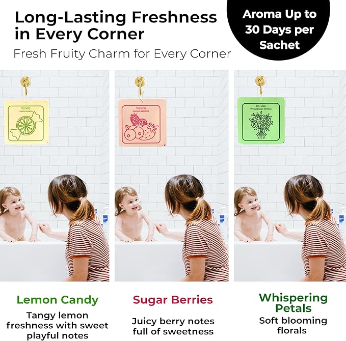 Room Deodorizer Gel Odor Eliminator For Home - Variety Pack Of 3 - Lemon Candy|Sugar Berries|Whispering Petals - Non Plug In Strong Scent Bathroom Air Freshener Odor Absorber Closet Deodorizer