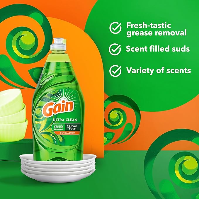 Gain Ultra Liquid Dish Soap, Original Scent, 38 oz. (74346)