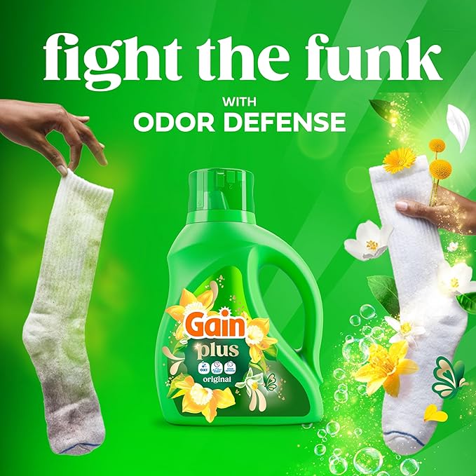 Gain Plus Liquid Laundry Detergent, Cleaner, Fresher, Now with Oxi, Original Scent, 99 fl oz, 75 Loads