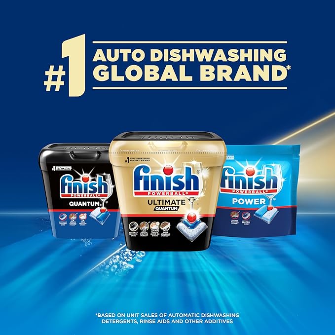 Finish Ultimate Infinity Shine Dishwasher Pods, No Pre-Rinse Dishwasher Detergent Soap Removes Burnt-On Stain, with Protector Shield & CycleSync Technology, Degreasing & Scrubbing Power, 62 Count