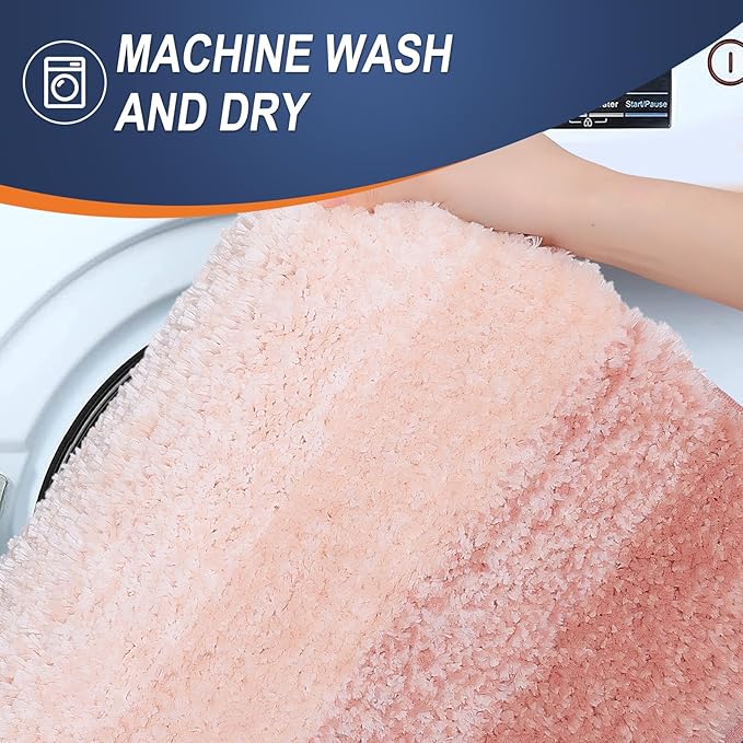 OLANLY Large Bathroom Rugs Mat 45x27, Extra Soft Absorbent Microfiber Bath Rugs, Rubber Backing, Quick Dry, Machine Washable Bath Mats for Bathroom Floor, Tub and Shower, Home Decor Accessories, Peach