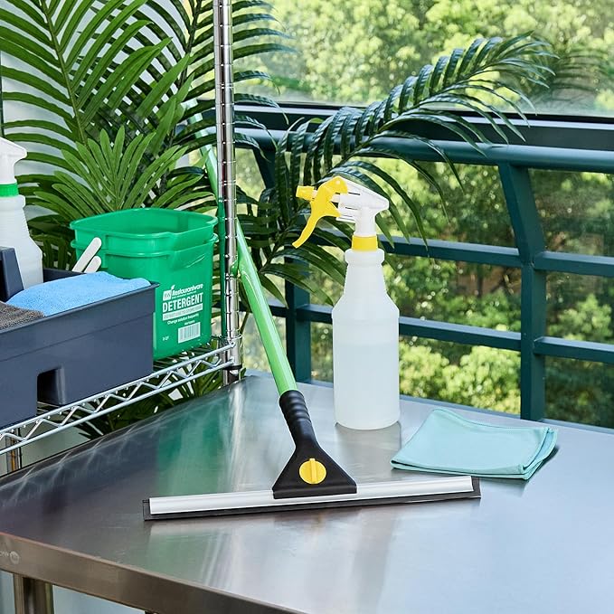 Restaurantware-Clean Tek Professional 13.78 Inch Window Squeegee, 1 Window Cleaning Squeegee with Rubber Blade - All-Purpose, for Mirror Or Glass Door, Black Plastic Wiper with Aluminum Frame