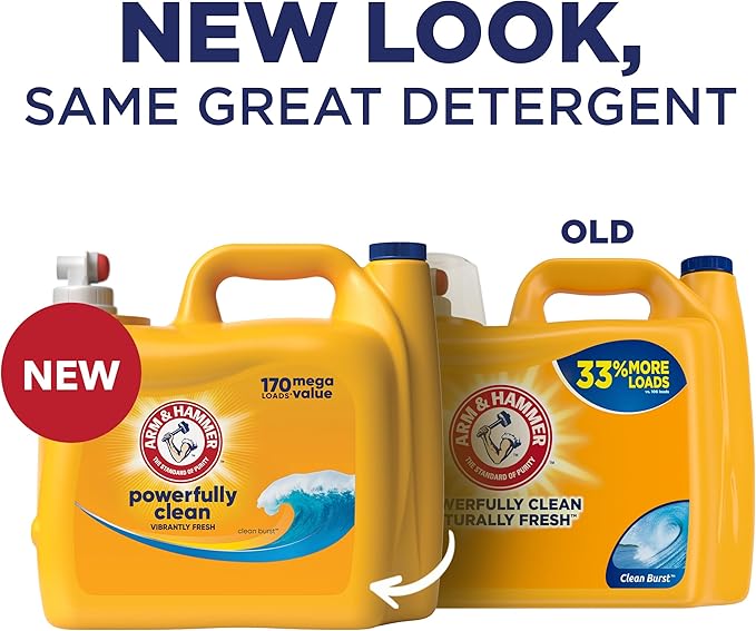 ARM & HAMMER Liquid Laundry Detergent, Clean Burst Fresh, 200 fl oz, 200 Loads, HE Laundry Detergent Liquid