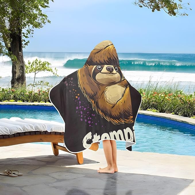 SUABO Kids' Bath Towels Basketball Sloth Hooded Towels for Boys Girls,Toddler Towels Multi-Purpose for Beach,Pool and Bathroom,23.5" x 50", Soft and Highly Absorbent