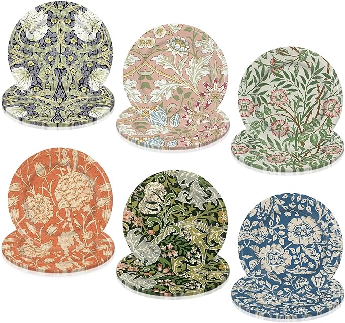 60Pcs Vintage Wildfloral Paper Plates Colorful Wildflower Disposable Plates 9 Inch Floral Decorative Dessert Plate for Appetizer Party Tableware Supplies Table Decor, 6 Designs