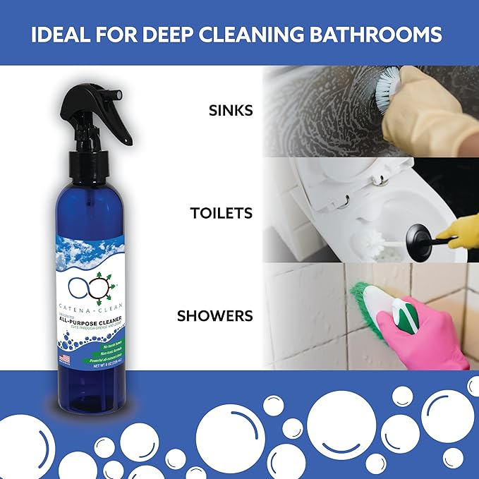 All Natural Unscented Bathroom Cleaner (Pack of 1) – Refreshing, Fast Acting, All Purpose Spray Cleaner for Toilet, Shower, Tile, Tub, & Sink – Descaler, Limescale, Grime, & Soap Scum Remover 8 fl. oz