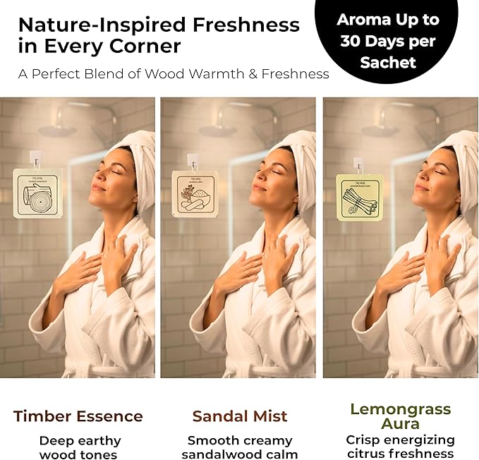 Room Deodorizer Gel Odor Eliminator For Home - Variety Pack Of 3 - Timber Essence|Sandal Mist|Lemongrass Aura Bathroom Air Freshener Odor Absorber - Long Lasting Strong Scent For Kitchen Trash Closet