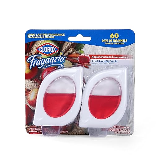 Clorox Fraganzia Small Rooms Air Freshener, Apple Cinnamon - Peel & Place, No-Plug, Battery-Free for Closets, Laundry Room, Entry Way, Bathroom, Locker, 0.25 Fl Oz Each, 2 Count