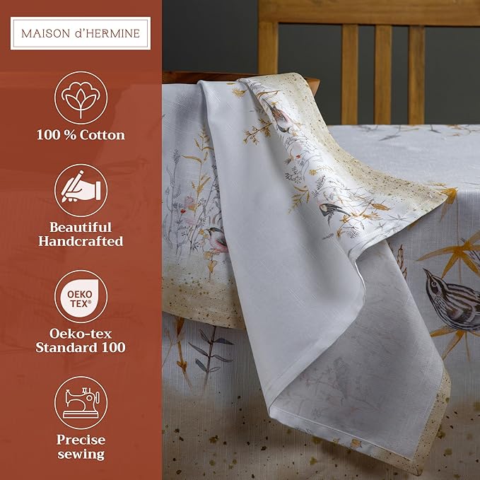 Maison d' Hermine 100% Cotton Cloth Napkins Set of 4 Everyday Reusable Square Napkins Cloth Washable Dinner Party Wedding Restaurant Hotel Kitchen Spring Summer (Meadow Florals - Beige, 20" x 20")