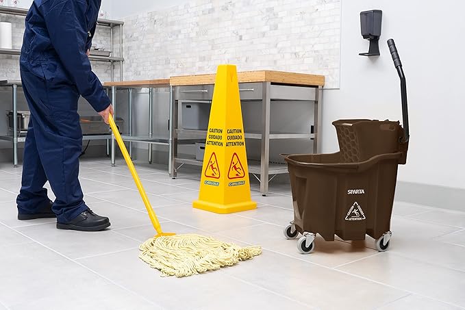 SPARTA 7690401 Omnifit Plastic Mop Bucket For Cleaning, 35 Quarts, Brown