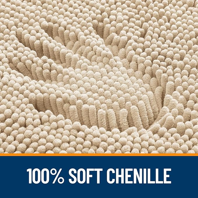 OLANLY Bathroom Rugs 30x20, Extra Soft Absorbent Chenille Bath Rugs, Rubber Backing Quick Dry, Machine Washable Bath Mats for Bathroom Floor, Tub and Shower, Home Decor Accessories, Beige
