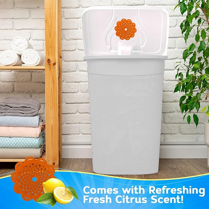 Bin Blossoms: New & Improved Peel & Stick Air Freshener (4-Pack) – Citrus Fresh Trash Can Deodorizer, Diaper Pail Odor Neutralizer, Garbage Bin Odor Control for Lid or Base