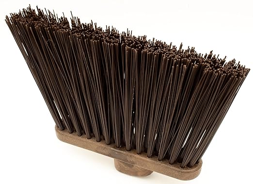 SPARTA Plastic Broom Head, Angled, Un-Flagged for Large Debris Indoor, Outdoor, Home, Restaurant, Lobby, Office, 12 Inches, Brown