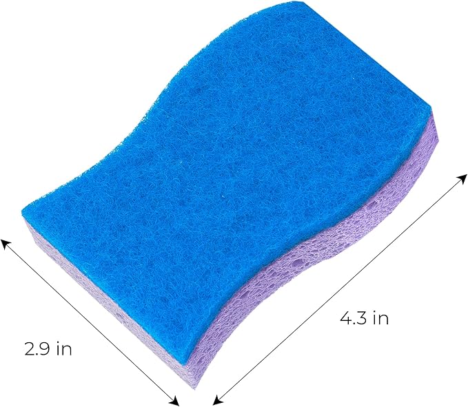 Smart Design Non-Scratch Cellulose Smart Scrub Sponge - Set of 9 - Ultra Absorbent - Ergonomic Shape - Cleaning, Dishes, & Hard Stains - Blue