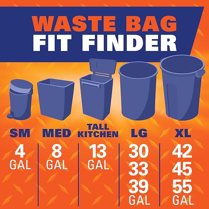 Hefty Easy Flaps Multipurpose Large Trash Bags, 30 Gallon, 40 Count (Pack of 6)