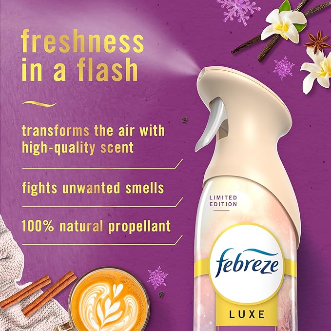 Febreze Air Mist Air Freshener Spray,Odor-Fighting Room Spray,Air-Fresheners for Home and Bathroom and Kitchen,Aerosol Can,Cuddle Weather Scent,8.8oz,(Pack of 6)