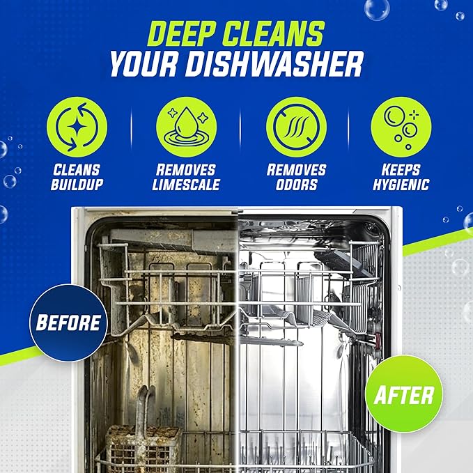 Freshero Dishwasher Cleaner and Deodorizer Tablets 26-Pack, Deep Cleaning Descaler for Dishwasher Machine, Heavy Duty, Septic Safe, Removes Grease & Build-ups, 1 Year of Cleaning Supplies (Unscented)