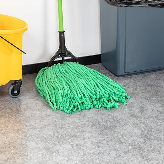 Restaurantware-MOP Head ONLY: Clean Tek Professional 24 Ounce Wet Mop Head, 1 Cut End Refill - Handle Sold Separately, 1.25 Inch Headband, Microfiber Green Replacement, Reusable