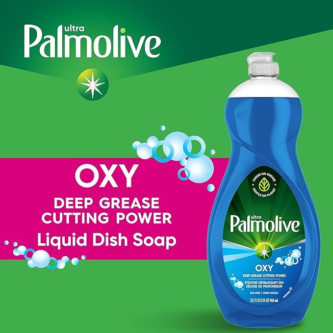 Palmolive Ultra Oxy Liquid Dish Soap, Deep Grease Cutting, No Soaking Needed, Powerful on Plastics, Dishwashing Liquid, 32.5 fl oz (Pack of 2)