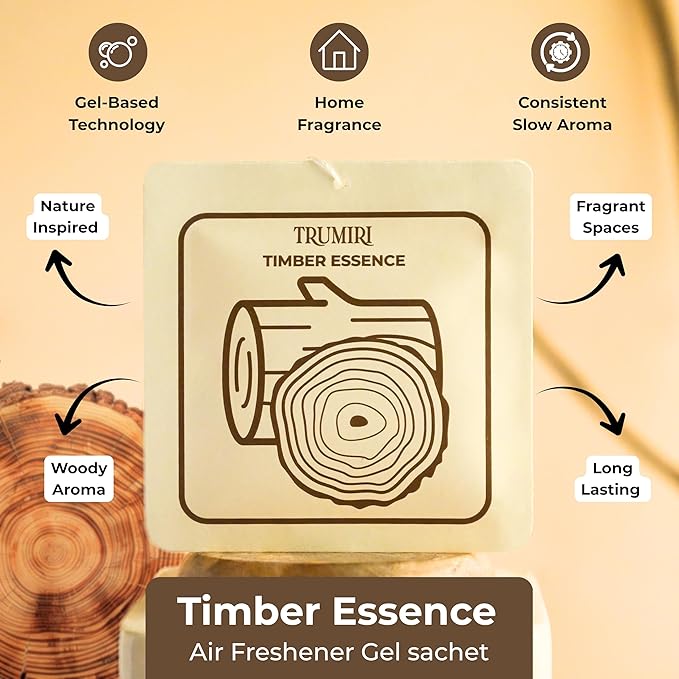 Timber Essence - Room Deodorizer Gel Odor Eliminator For Home - Pack Of 3 - Bathroom Air Freshener Odor Absorber - Long Lasting Non Plug In Strong Scent For Kitchen Trash Basement Rv Closet Smell