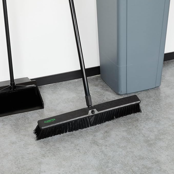 Restaurantware-BROOM HEAD ONLY: Clean Tek Professional 23.62-Inch Push Broom Head, 1 Heavy-Duty Cleaning Tool - Handle Sold Separately, Fine Flagged Bristles, Black Plastic, Outdoor Use