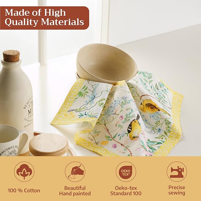 Maison d' Hermine 100% Cotton Cloth Napkins Set of 4 Everyday Reusable Square Napkins Cloth Washable Dinner Party Wedding Restaurant Hotel Kitchen Spring Summer (Sitelle, 18" x 18")